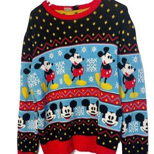 Disney Mickey Mouse Multicolor Fair Isle Holiday Christmas Sweater Unisex L